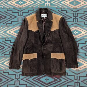Mens Scully Western Suede Jacket size 42 U.S. 21x30 Rodeo Cowboy Embroidery